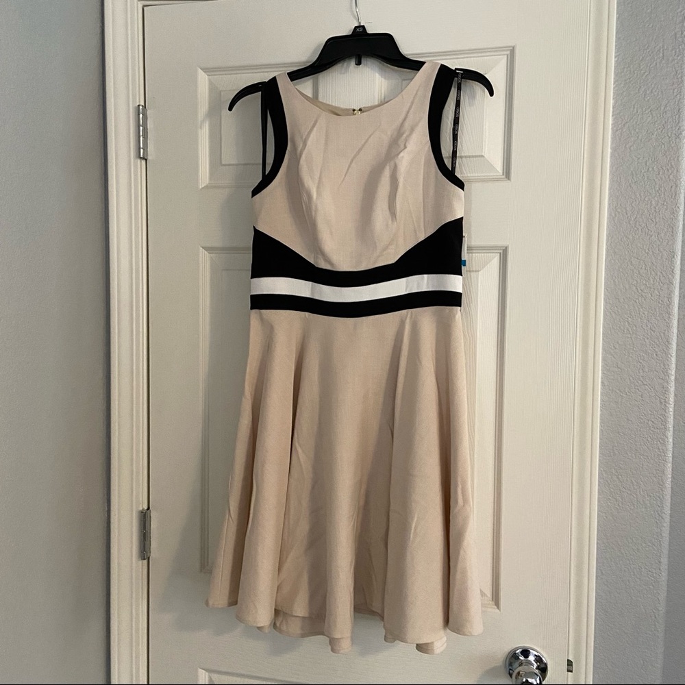 Cream and black high neck dress